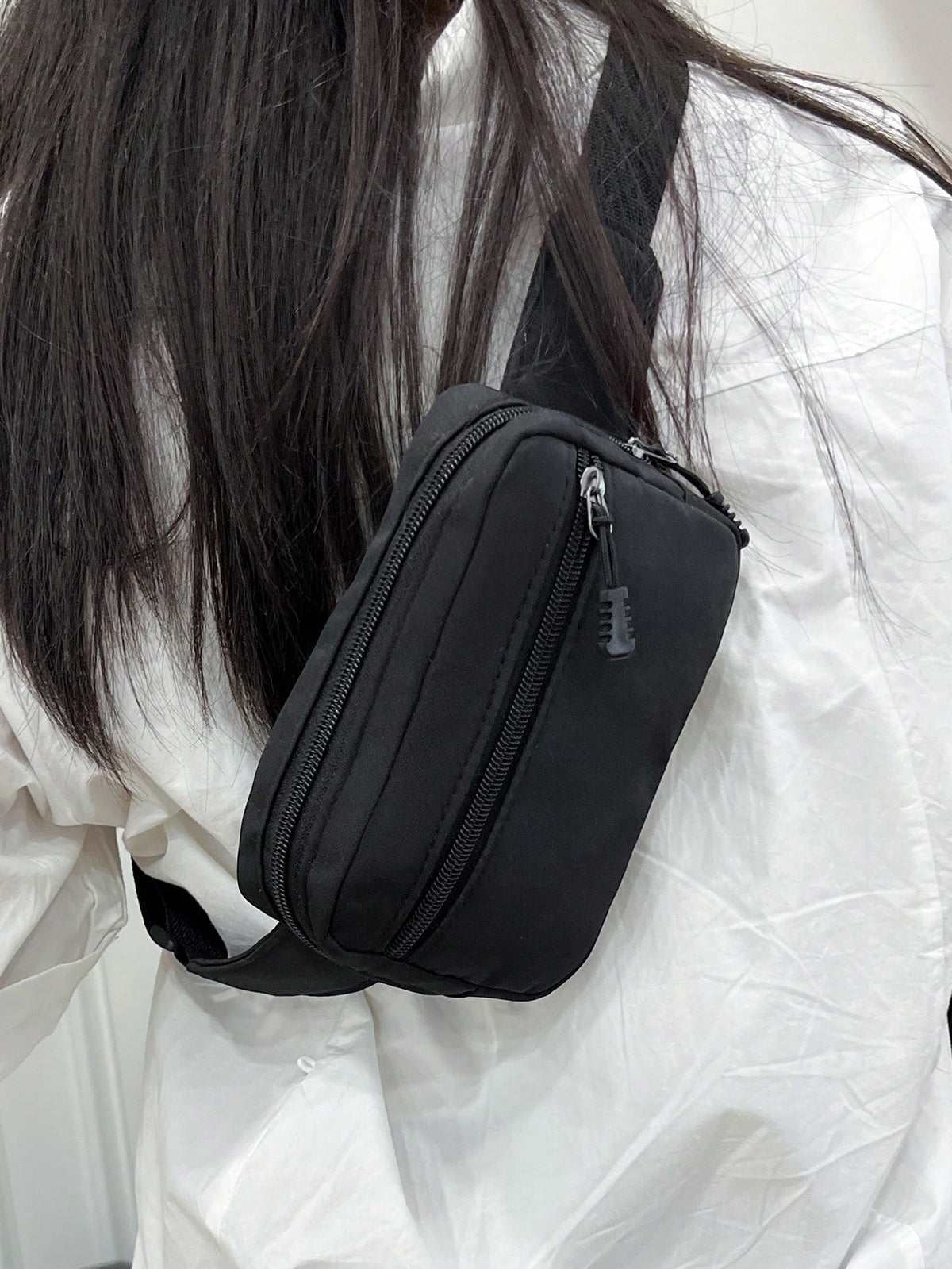 Solid Color Nylon Fabric Fashion Mini Plain Canvas Casual Versatile Tourism Chest Bag/Phone Pouch/Purse For Women