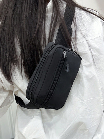Solid Color Nylon Fabric Fashion Mini Plain Canvas Casual Versatile Tourism Chest Bag/Phone Pouch/Purse For Women