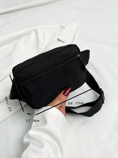 Solid Color Nylon Fabric Fashion Mini Plain Canvas Casual Versatile Tourism Chest Bag/Phone Pouch/Purse For Women