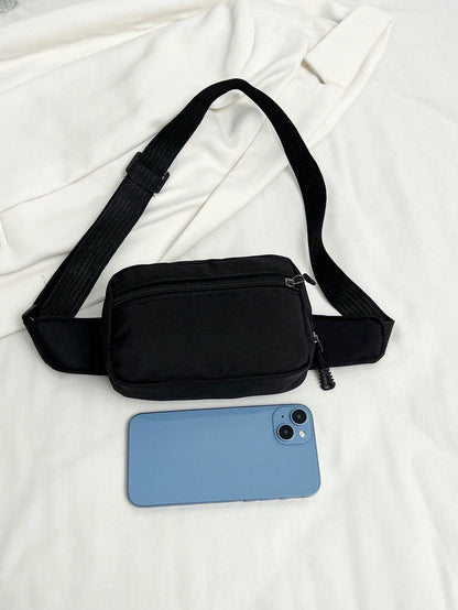 Solid Color Nylon Fabric Fashion Mini Plain Canvas Casual Versatile Tourism Chest Bag/Phone Pouch/Purse For Women