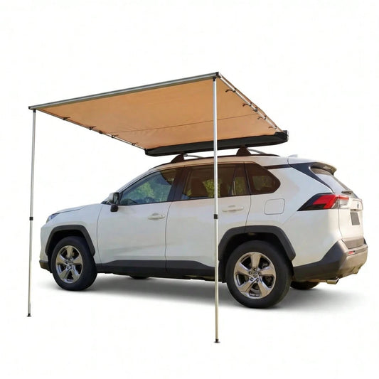 Soonbuy SUV & Truck Roof Rack Awning,Retractable Side Sun Shade, UV50+ 600D Oxford Waterproof Canopy, Adjustable Aluminum Poles, Outdoor Car Shelter With Storage Bag