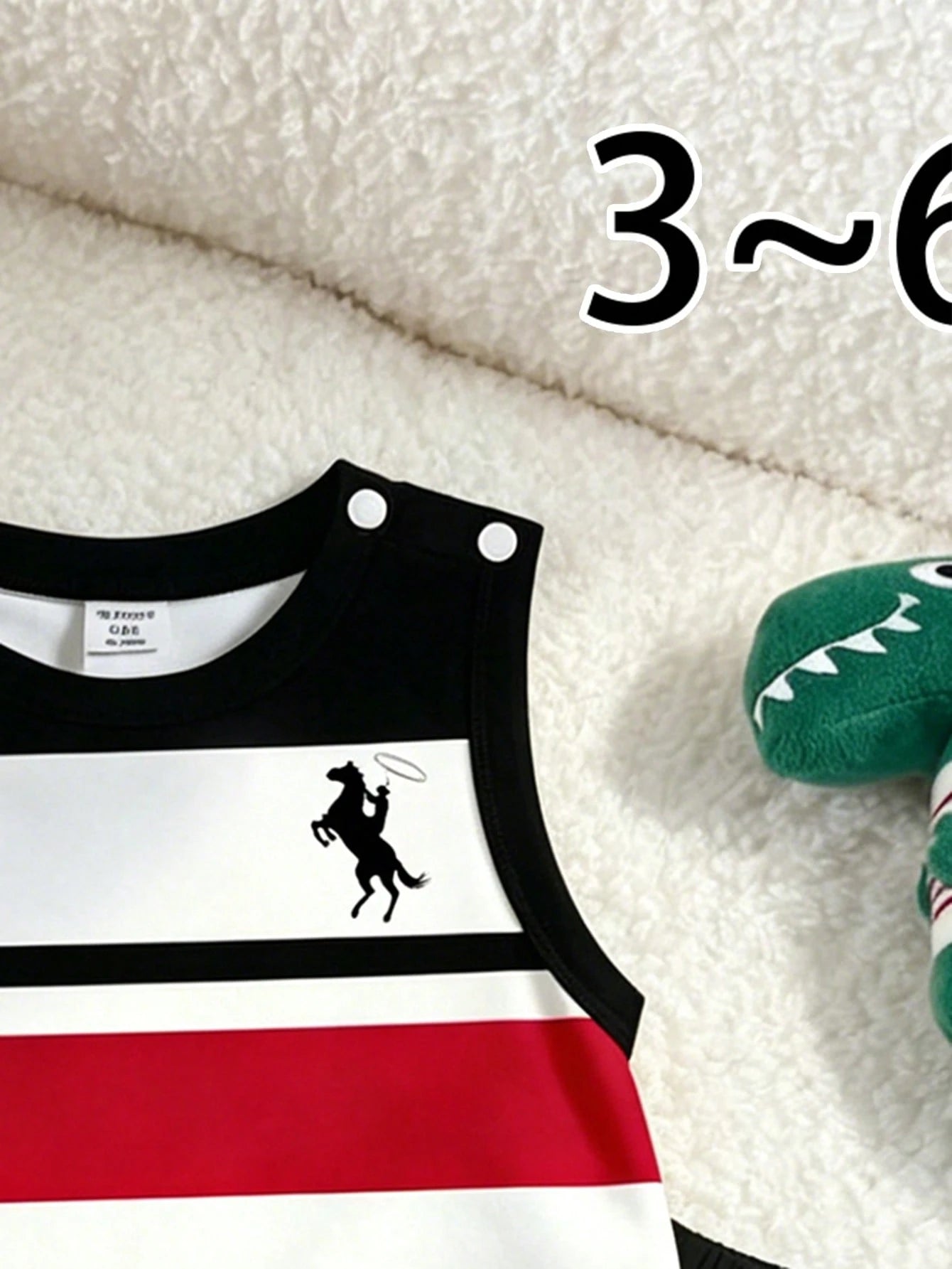 Souflis Souflis 2pcs Baby Boy Vest & Shorts Set, Minimalist Striped Sleeveless Vest With Round Neck And Black Shorts, Fashionable Outfit For Summer Outings