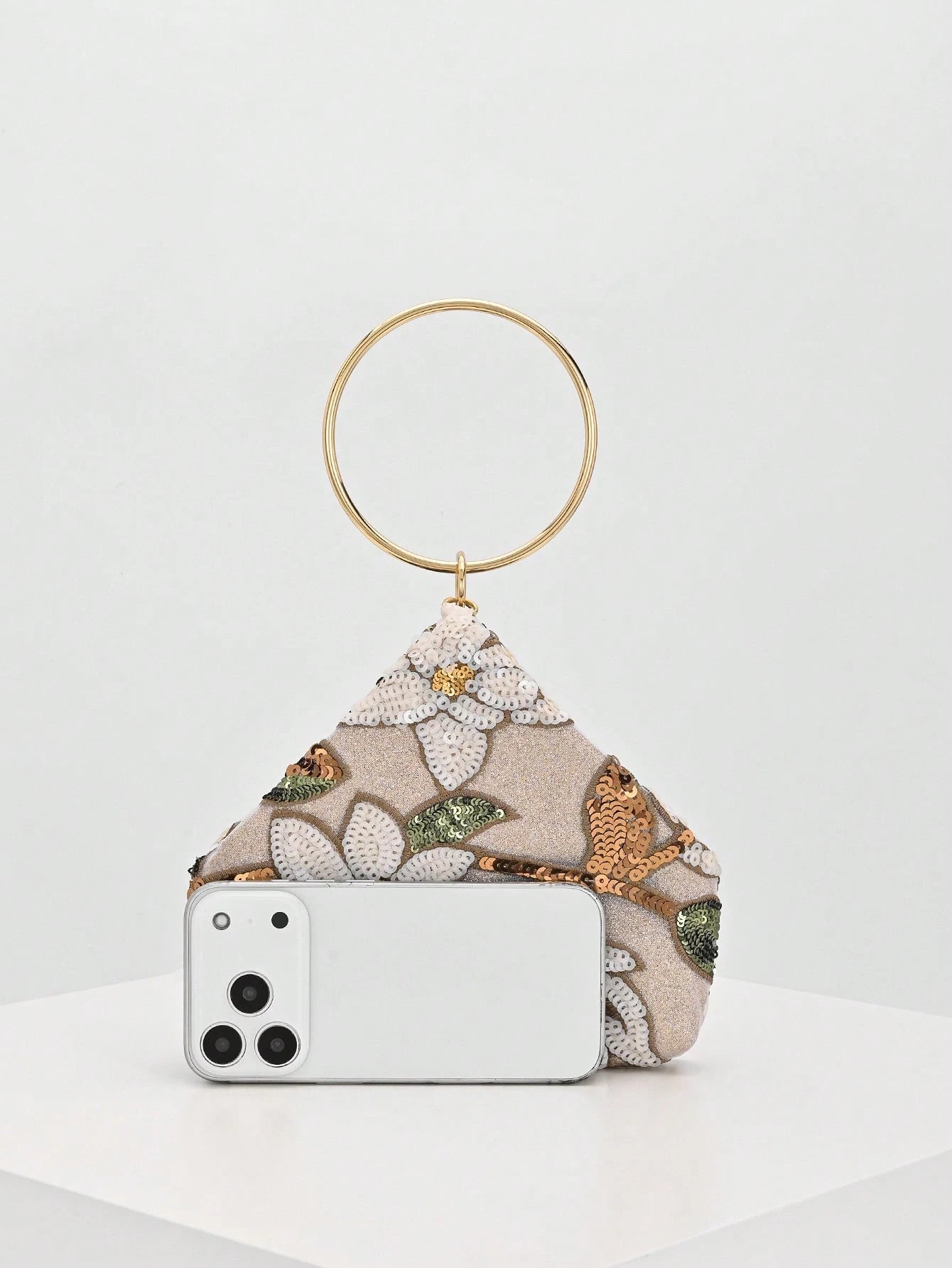 Sparkling Multi-Color Leaf & Floral Patchwork Crossbody Clutch Bag, Vintage Chain Strap Mini Square Box, Career Women, Randomly Patterned,Bride, Wedding Items