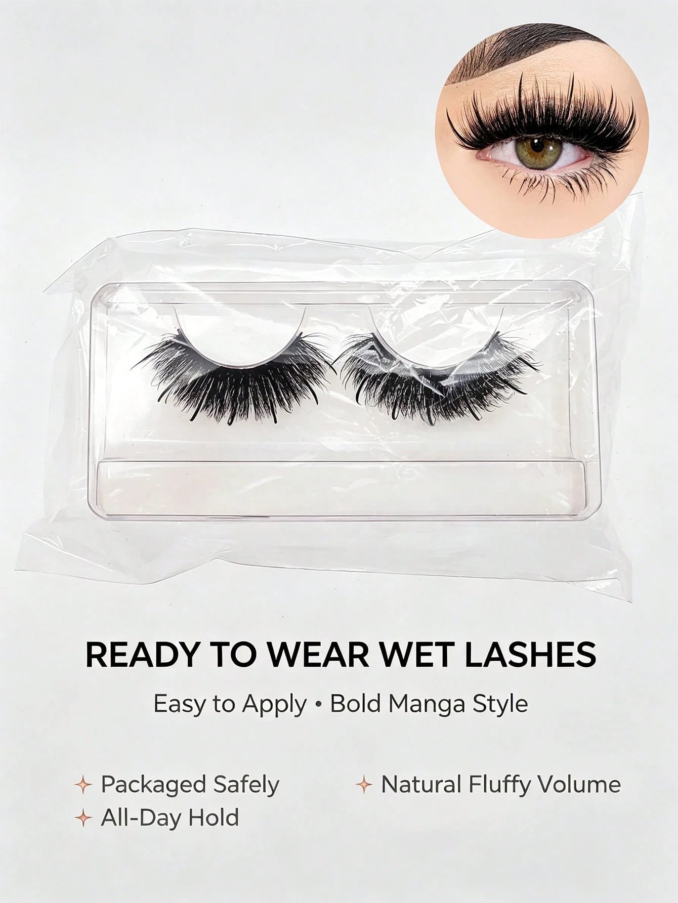 Spiky Wet Look Manga Lashes, Wispy Clustered Faux Mink False Eyelashes, Dramatic Anime Strip Lashes For Daily & Party Makeup, Reusable Handmade Eye Lashes (N099)