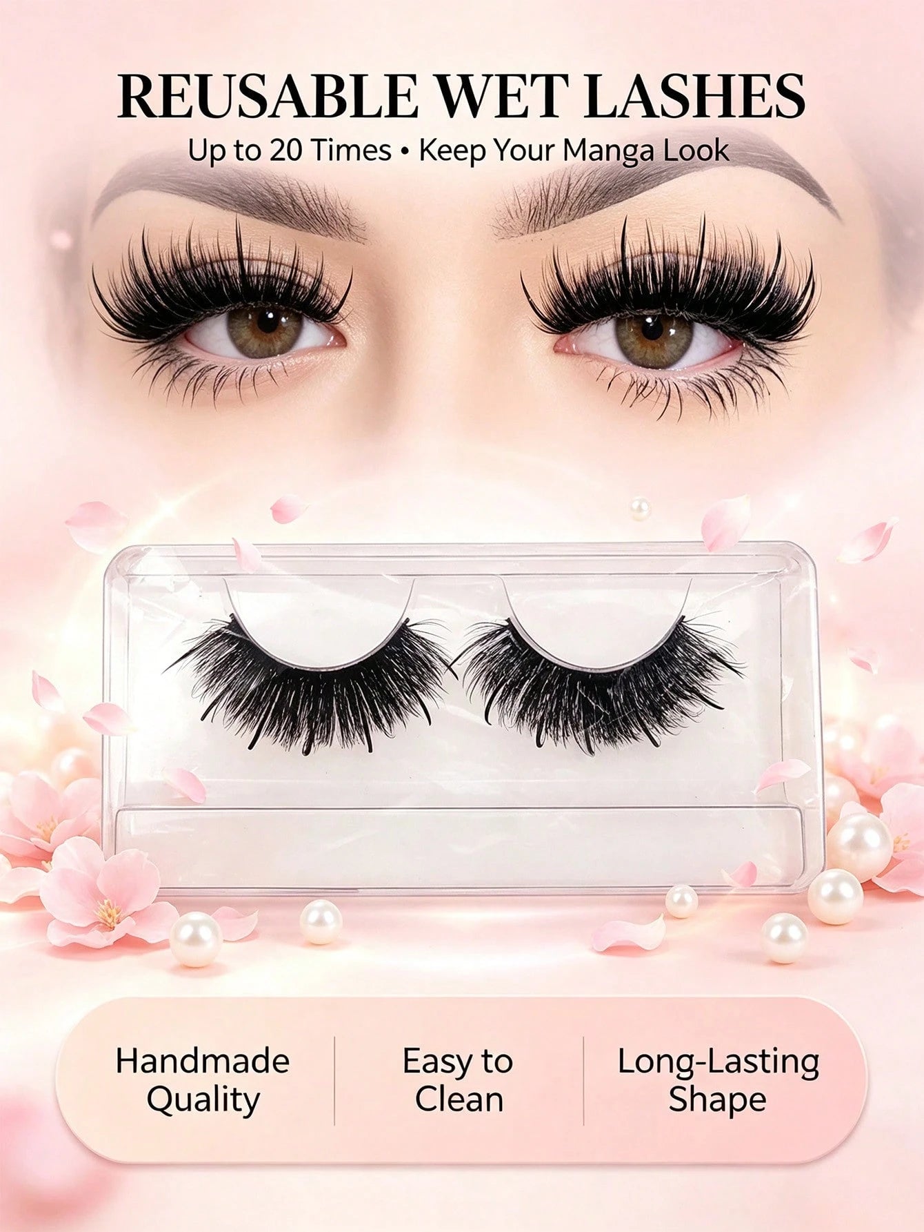 Spiky Wet Look Manga Lashes, Wispy Clustered Faux Mink False Eyelashes, Dramatic Anime Strip Lashes For Daily & Party Makeup, Reusable Handmade Eye Lashes (N099)