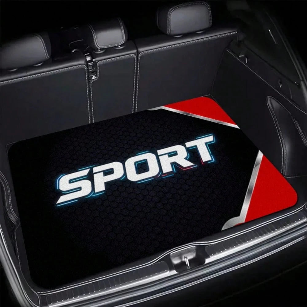 SPORT Cool Print Trunk Mat: Durable Polyester Floor Liner, Practical Car Trunk Mat, Vehicle Interior Accessory, Suitable For Daily Travel, Carrying And Cargo Storage, Christmas Gift