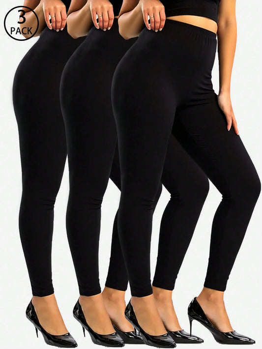 Spring Summer 3 Packs Women Casual Leggings Fitness Exercise Black Stretch Legging Hip Lifting Shaping Yoga Pant Outdoor Vacation Walking Fall
