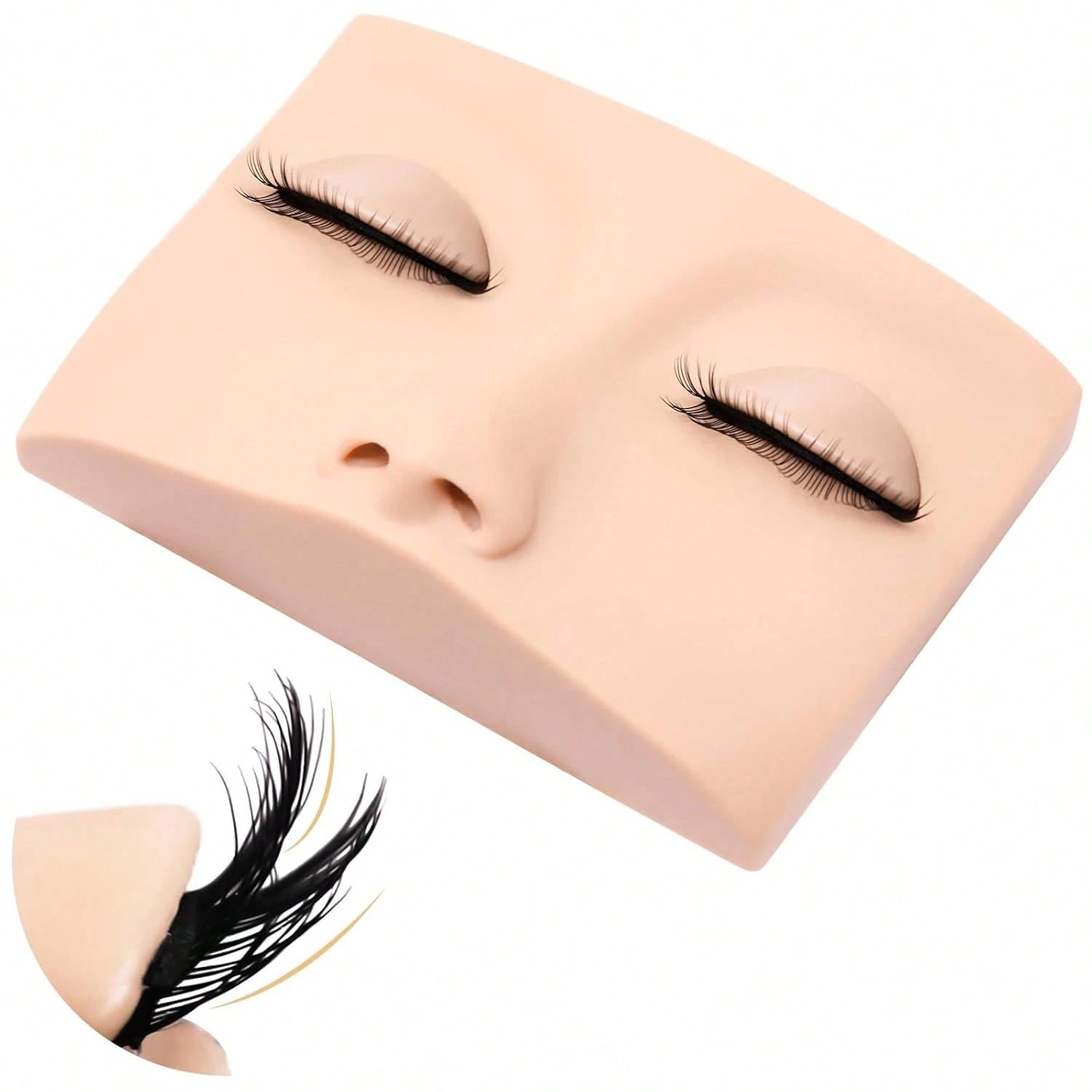 SRCKFIZ Double Layer Lash Mannequin Head- Realistic Soft-Touch Rubber Head With 2 Layers Replaced Eyelids- Training Makeup Head (1 Pair Removable Eyelids)