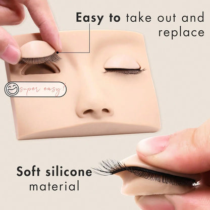 SRCKFIZ Double Layer Lash Mannequin Head- Realistic Soft-Touch Rubber Head With 2 Layers Replaced Eyelids- Training Makeup Head (1 Pair Removable Eyelids)