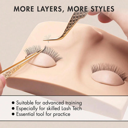 SRCKFIZ Double Layer Lash Mannequin Head- Realistic Soft-Touch Rubber Head With 2 Layers Replaced Eyelids- Training Makeup Head (1 Pair Removable Eyelids)