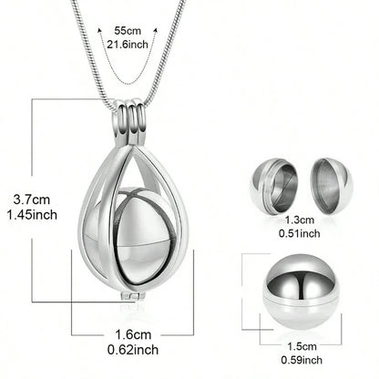 Stainless Steel Teardrop Shaped Urn Pendant Memorial Necklace, Can Hold Human Or Pet Ashes, Hair, Perfume, Sand And Other Mementos