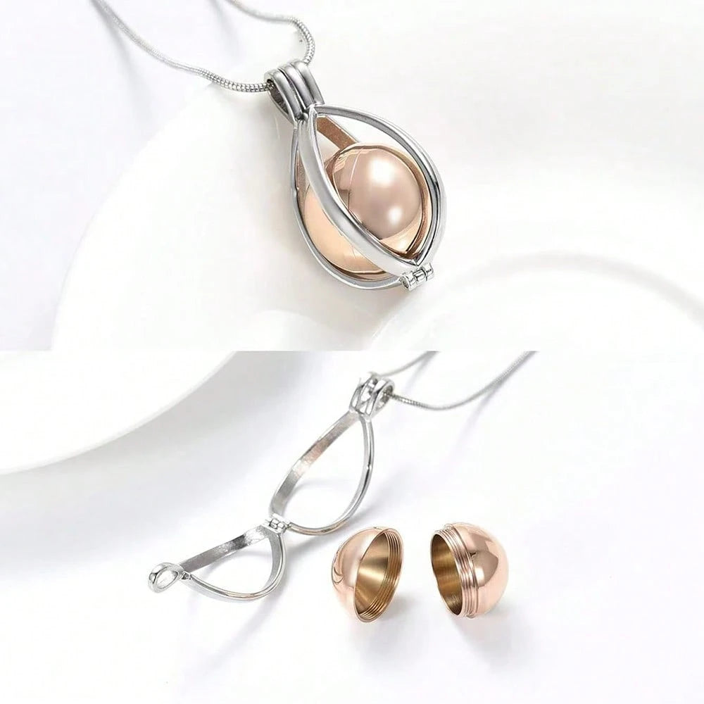 Stainless Steel Teardrop Shaped Urn Pendant Memorial Necklace, Can Hold Human Or Pet Ashes, Hair, Perfume, Sand And Other Mementos