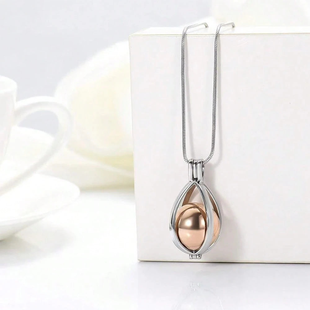 Stainless Steel Teardrop Shaped Urn Pendant Memorial Necklace, Can Hold Human Or Pet Ashes, Hair, Perfume, Sand And Other Mementos