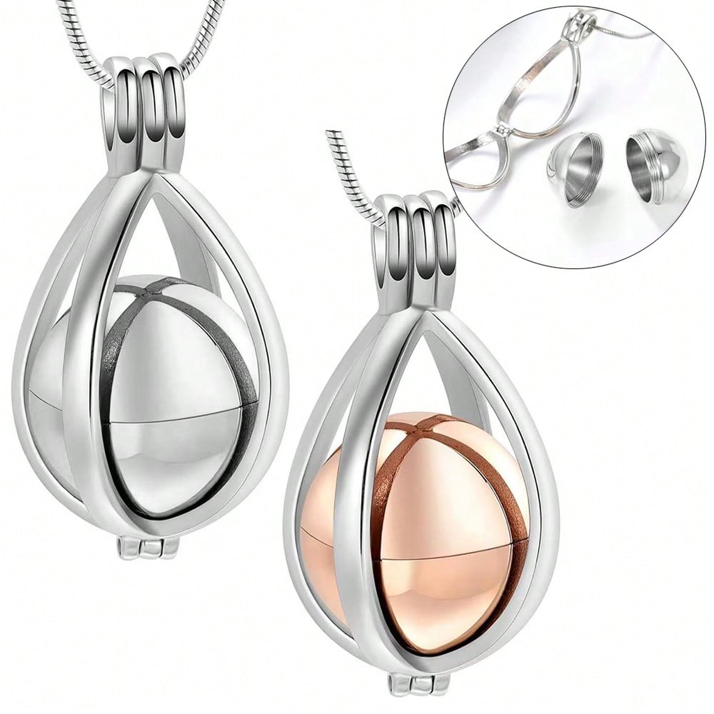 Stainless Steel Teardrop Shaped Urn Pendant Memorial Necklace, Can Hold Human Or Pet Ashes, Hair, Perfume, Sand And Other Mementos