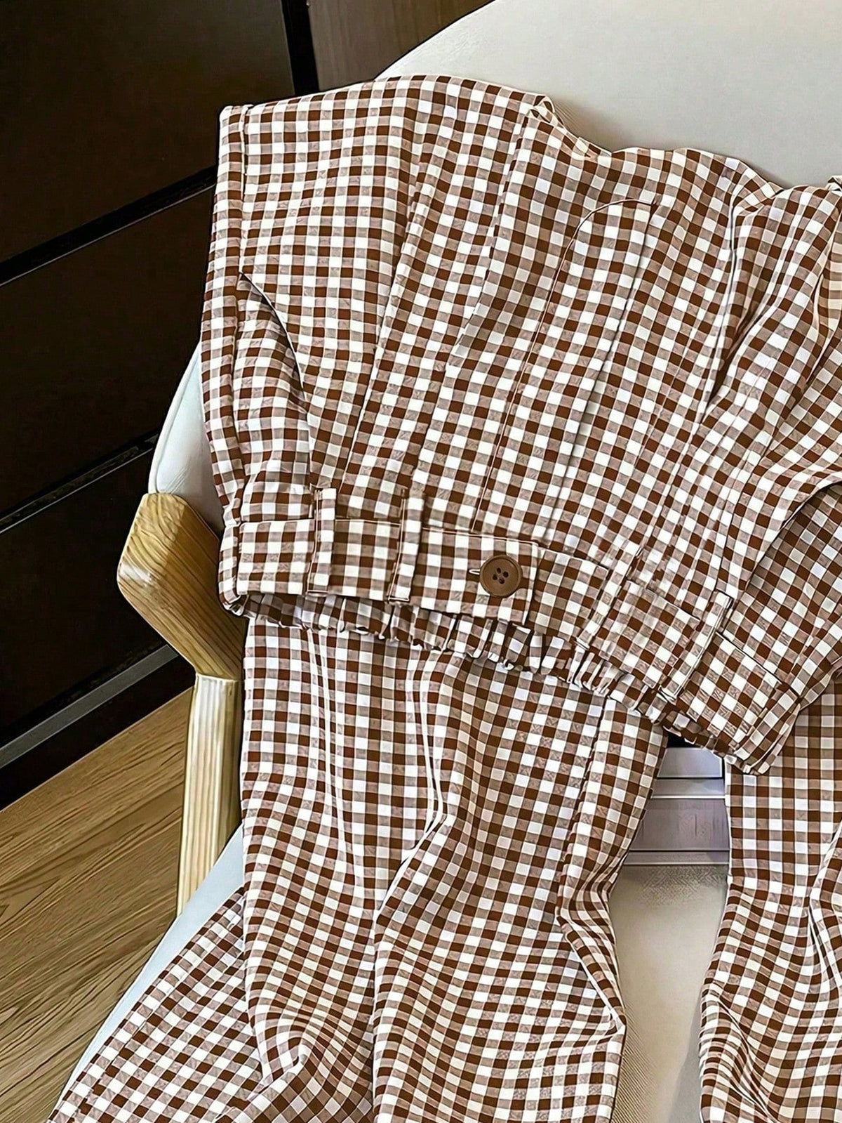 Straight Leg Plaid Print Pants, Elastic Waist With Pockets, Suitable For Office, Business, Vacation, Casual, Daily Wear, School, Travel, New Arrival