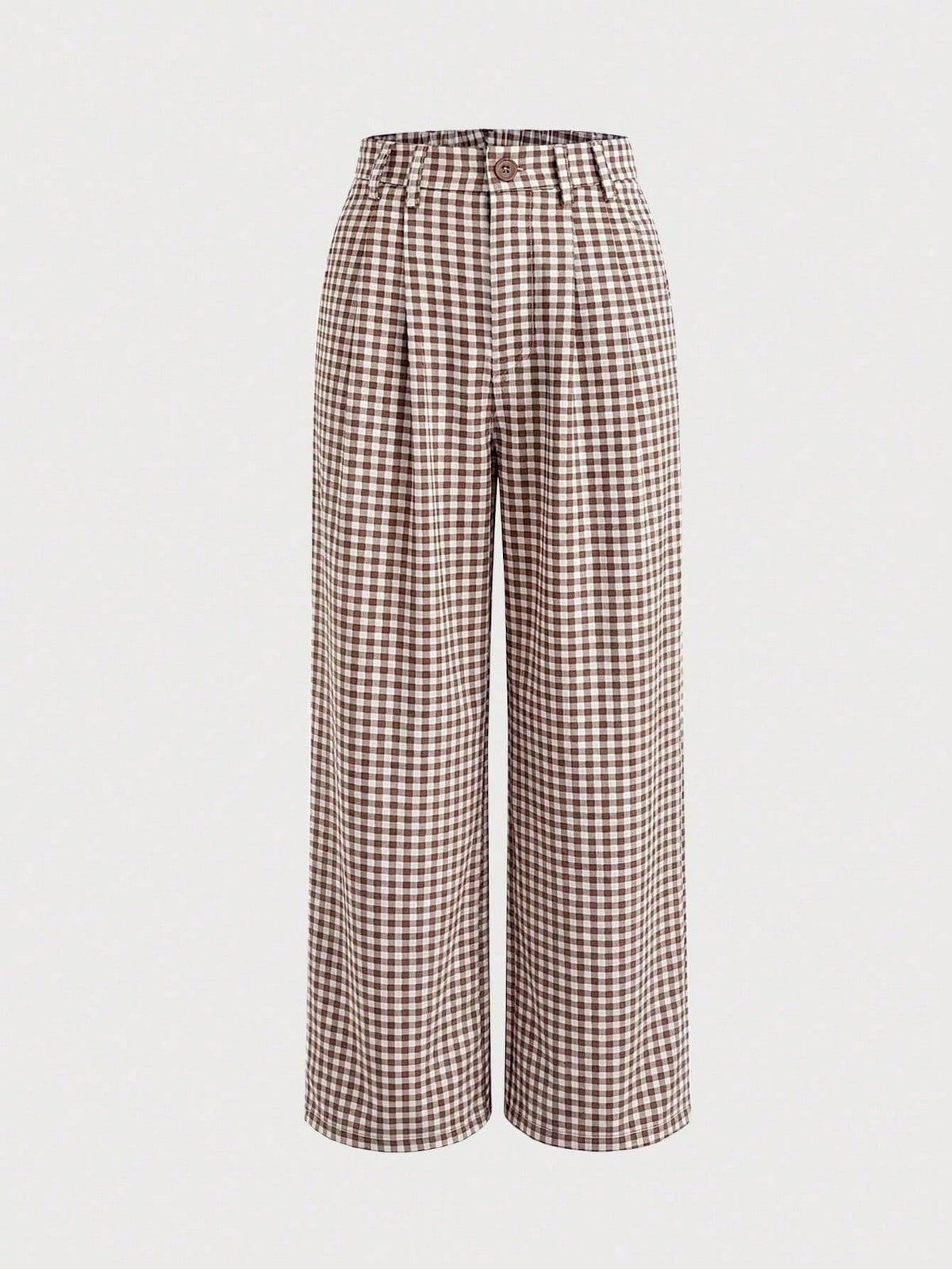 Straight Leg Plaid Print Pants, Elastic Waist With Pockets, Suitable For Office, Business, Vacation, Casual, Daily Wear, School, Travel, New Arrival