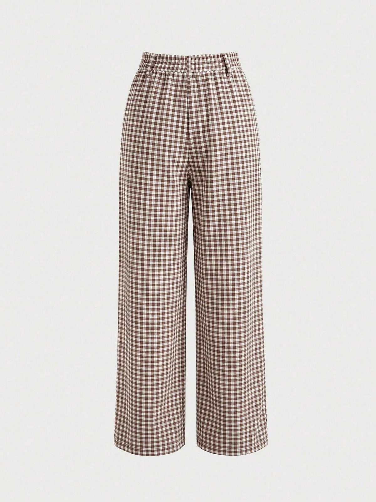 Straight Leg Plaid Print Pants, Elastic Waist With Pockets, Suitable For Office, Business, Vacation, Casual, Daily Wear, School, Travel, New Arrival
