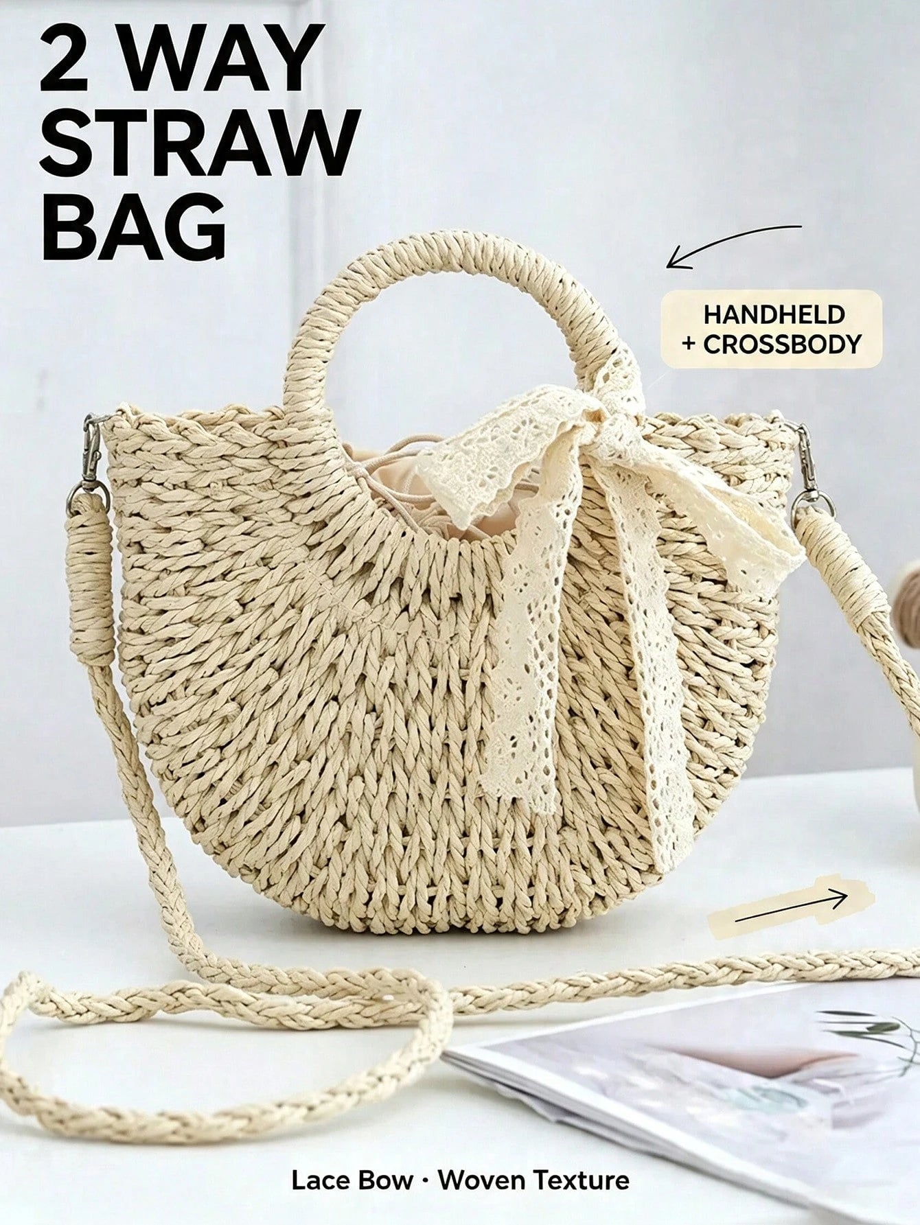 Straw Beach Bag, Beach Necessities,Fashionable Vacation Bag For Summer,Inspired Purse,Travel Bag,Tote Bag,Crossbody Bags For Women,Handbags