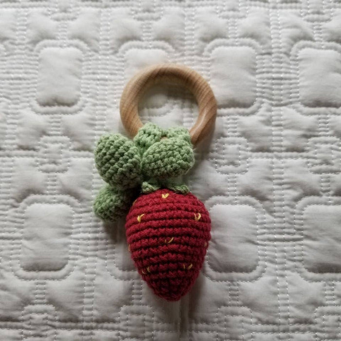 Strawberry Hand Crochet Orange Cotton Rattle - Fruit