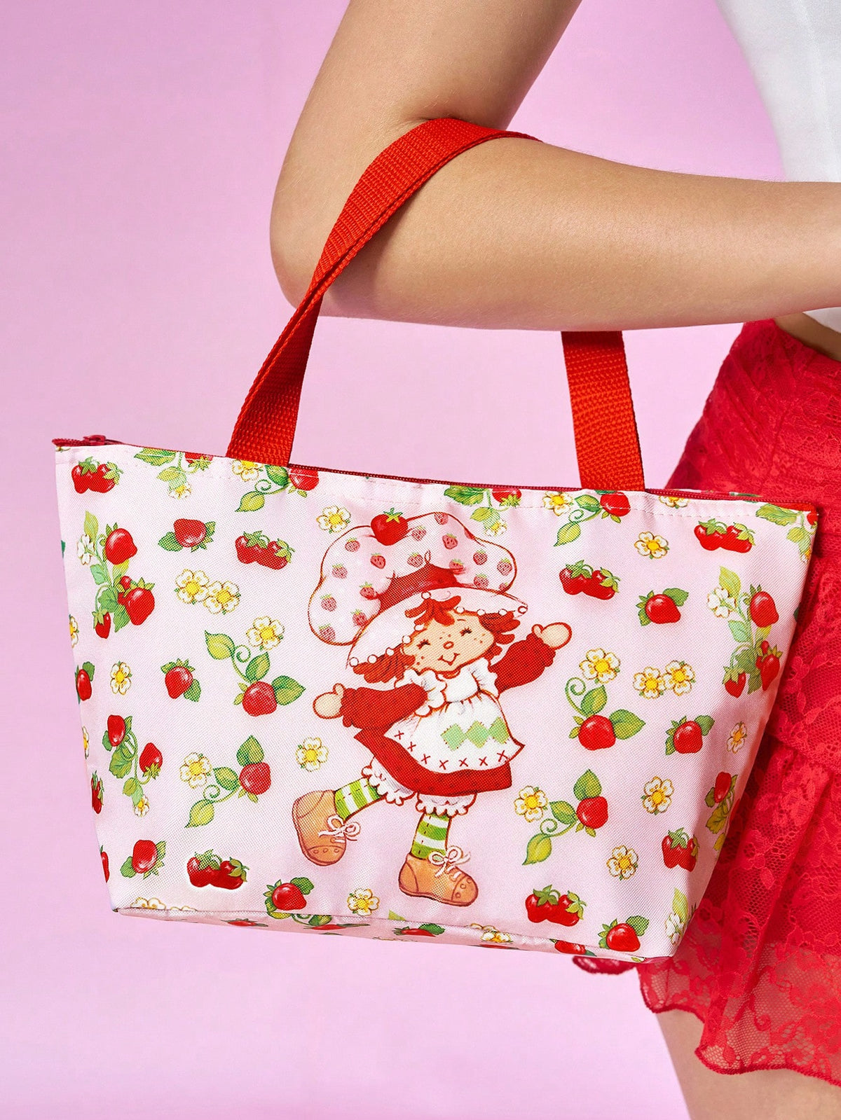 Strawberry Shortcake X 1pc Cartoon Character Printed Insulated Lunch Bag, Keeps Food Warm Or Cold, Picnic Bag, Large Capacity, Can Hold Lunch Boxes And Drinks, Suitable For Picnics, Camping, Tra