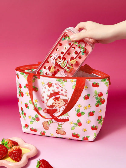 Strawberry Shortcake X 1pc Cartoon Character Printed Insulated Lunch Bag, Keeps Food Warm Or Cold, Picnic Bag, Large Capacity, Can Hold Lunch Boxes And Drinks, Suitable For Picnics, Camping, Tra