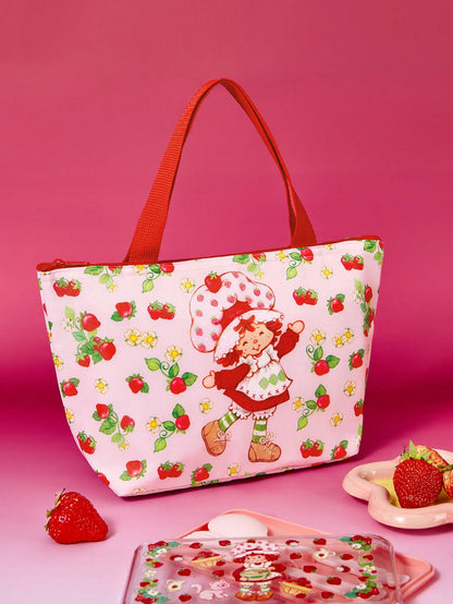 Strawberry Shortcake X 1pc Cartoon Character Printed Insulated Lunch Bag, Keeps Food Warm Or Cold, Picnic Bag, Large Capacity, Can Hold Lunch Boxes And Drinks, Suitable For Picnics, Camping, Tra