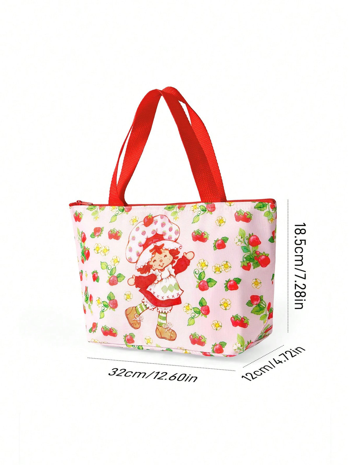 Strawberry Shortcake X 1pc Cartoon Character Printed Insulated Lunch Bag, Keeps Food Warm Or Cold, Picnic Bag, Large Capacity, Can Hold Lunch Boxes And Drinks, Suitable For Picnics, Camping, Tra