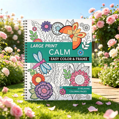 Stress Free Coloring Book, Large Print Easy Coloring Pages For Kids & Adults, Animal Floral Designs, Relaxing Stress Relief Activity Book