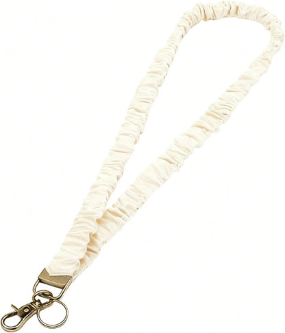 Stretchy Scrunchie Lanyard For ID Badges Keys, Teacher Lanyard With ID Holder Retractable Design For Women Ladies