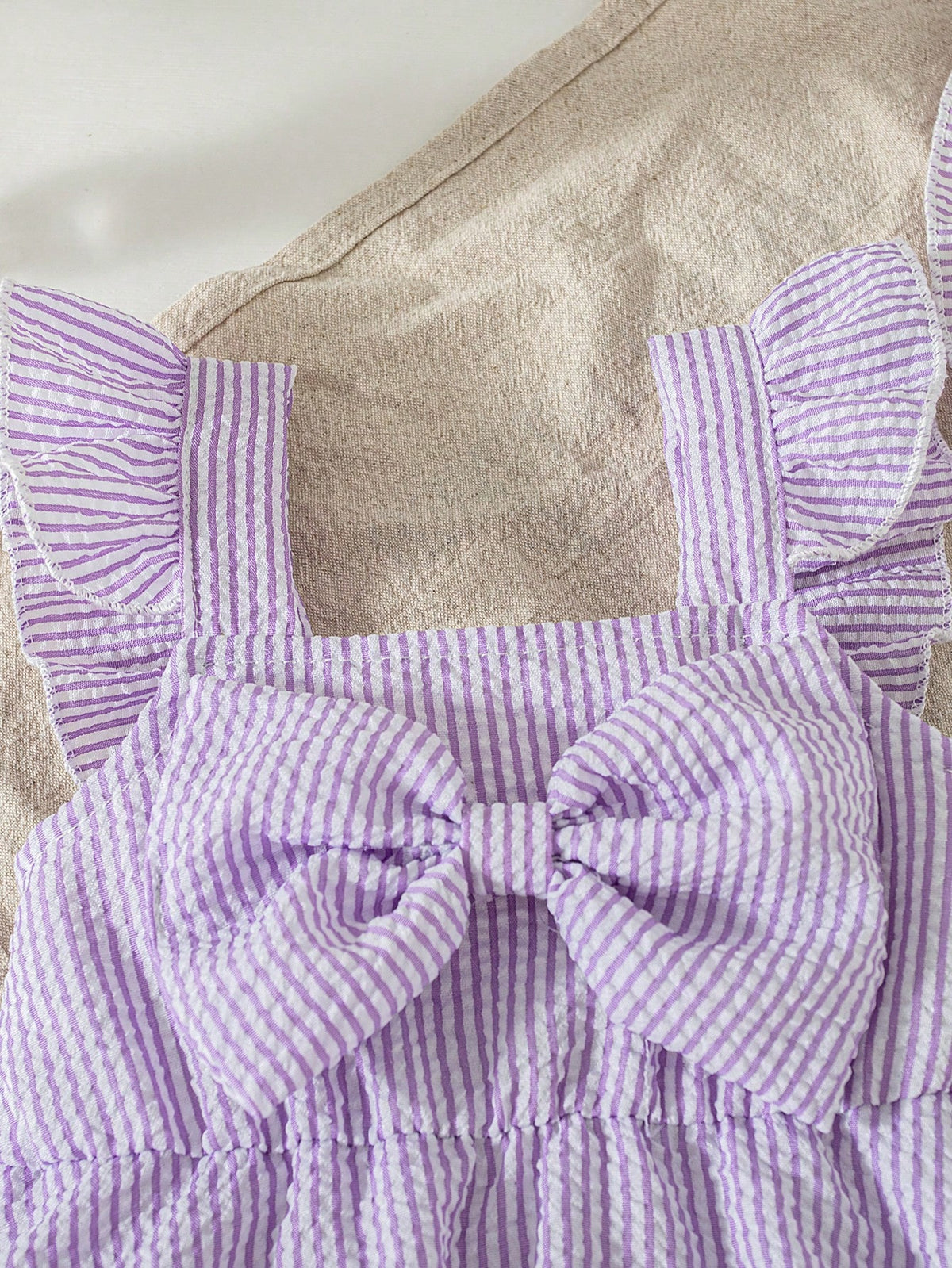 Summer Baby Girls' Striped Bodysuit With Big Bow Decor, Cap Sleeve Suspender Bodysuit, Versatile Outfits For Infants, With Sun Hat, Newborn Summer Clothing Gift, Baby Shower Gift