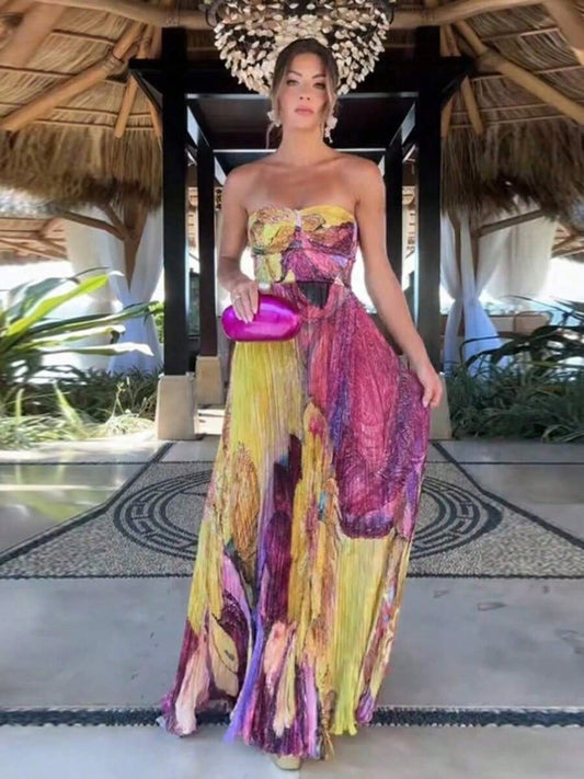 Summer Dresses For Womenvestidos Elegantes De MujerTemperament Fashion Printed Tube Top Slim Fit Holiday DressLoose And Comfortabledresses For Womend