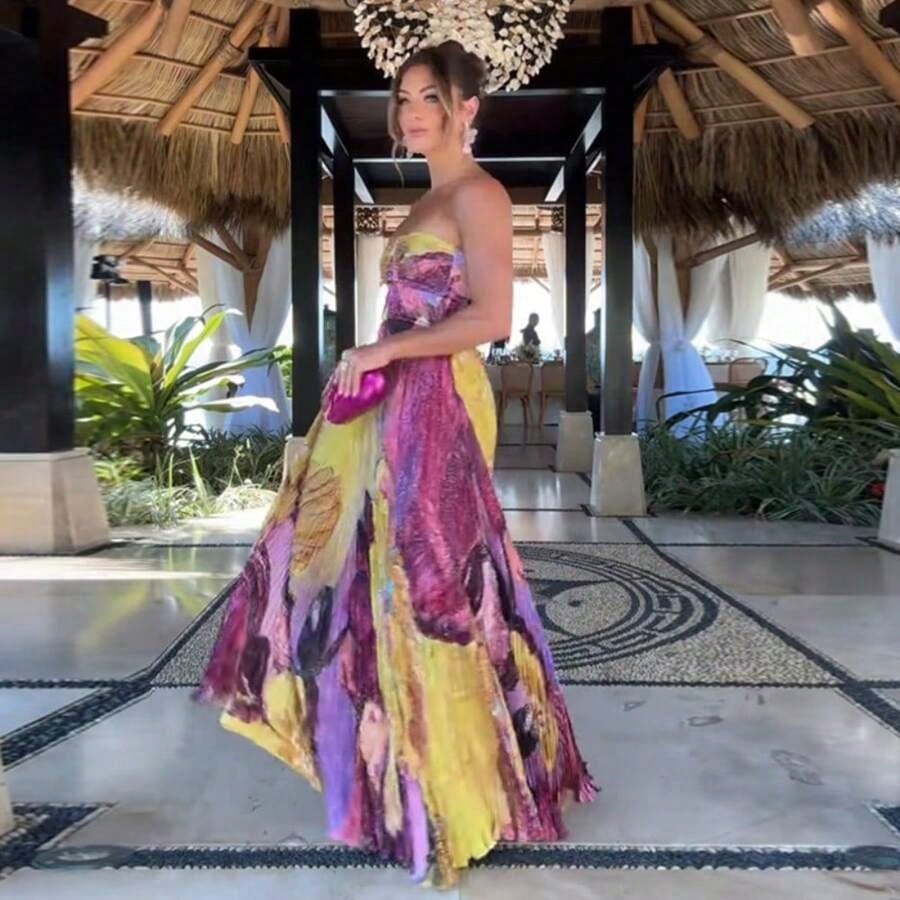 Summer Dresses For Womenvestidos Elegantes De MujerTemperament Fashion Printed Tube Top Slim Fit Holiday DressLoose And Comfortabledresses For Womend