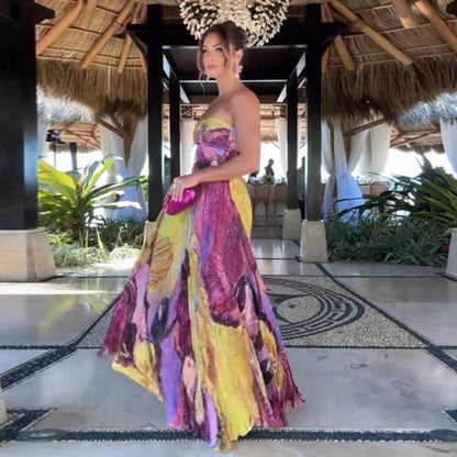 Summer Dresses For Womenvestidos Elegantes De MujerTemperament Fashion Printed Tube Top Slim Fit Holiday DressLoose And Comfortabledresses For Womend