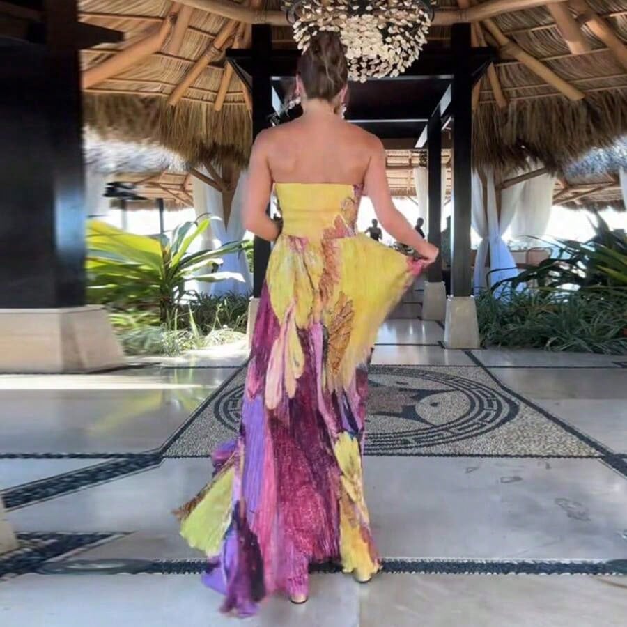 Summer Dresses For Womenvestidos Elegantes De MujerTemperament Fashion Printed Tube Top Slim Fit Holiday DressLoose And Comfortabledresses For Womend