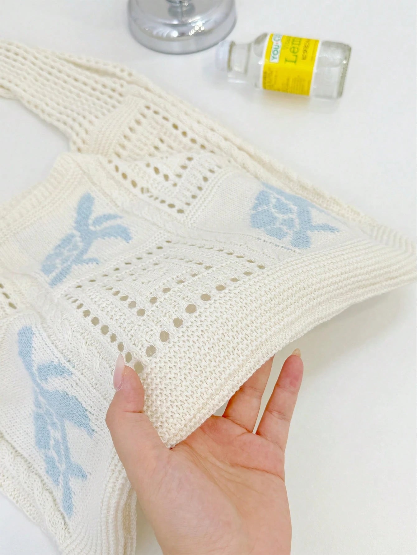 Summer Lady Daily Use Lightweight Tote Bags Sea Turtle Pattern Hollowed Out Knitted Crochet Beach Shopping Bags,Back To School Bag