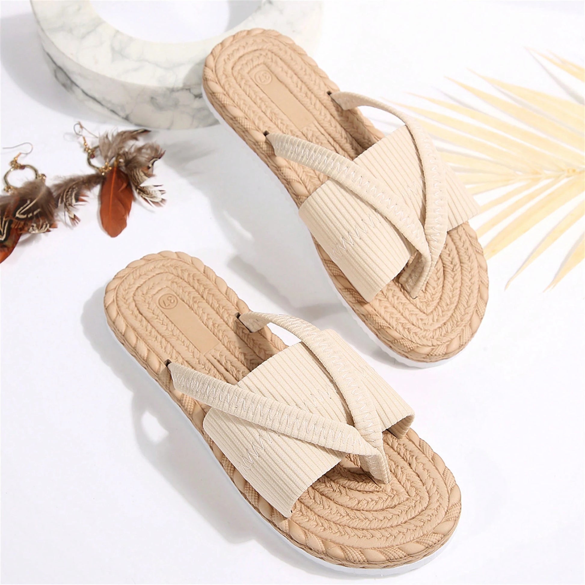 Summer Outdoor Beach Walking Travel Flats Shoes For Women Womens Open Toe Thong Dressy Sandals Flip Flops Slides