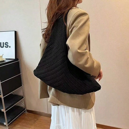 Summer Women'S Vintage Vacation Style,Women Hollow Knitted Shoulder Bag, Simple Crochet Handbag,Lightweight Casual Hollow Out Pattern Crochet Bag