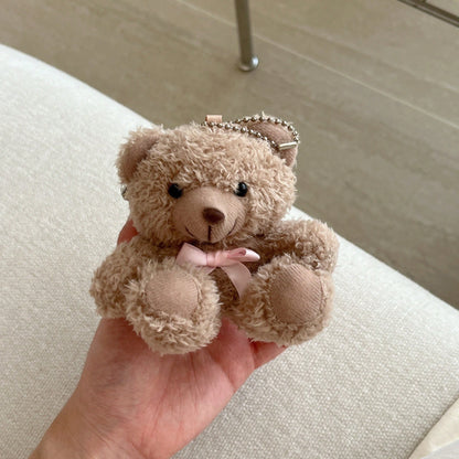 Super Cute 3D Bow Bear Brown Plush Earphone Case Compatible With AirPods 2nd/Pro 3rd/Pro 2/4th Generation