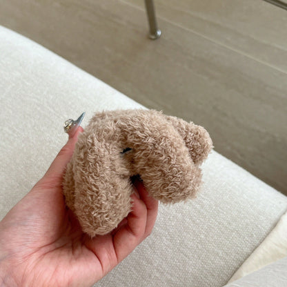 Super Cute 3D Bow Bear Brown Plush Earphone Case Compatible With AirPods 2nd/Pro 3rd/Pro 2/4th Generation