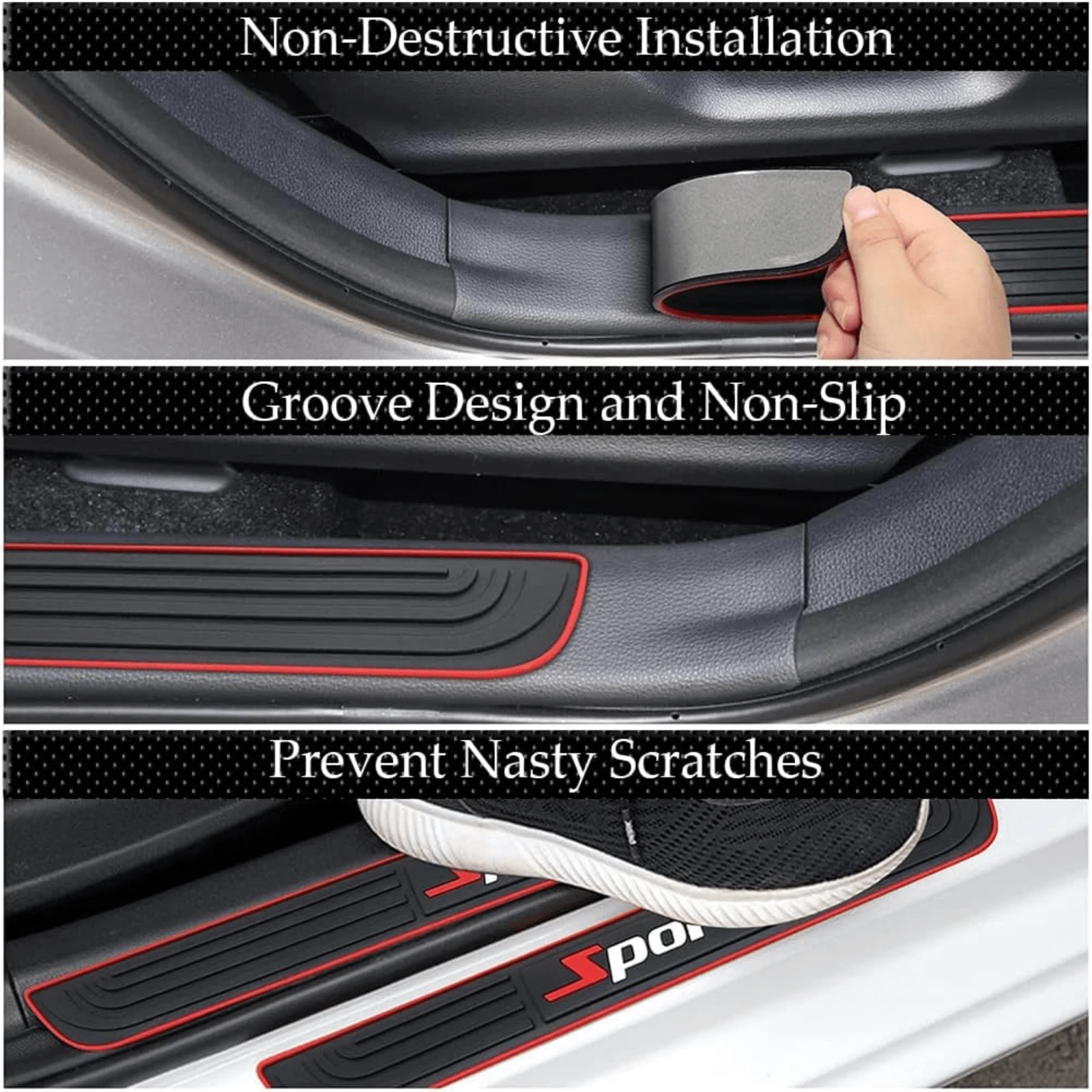 Super Durable And Suitable For Car Door Threshold Protection Strips, Universal Modified Anti Scratch Stickers, Exclusive For Door Welcome Foot Pedals, Enhancing The Appearance And Sense Of Safety Insi