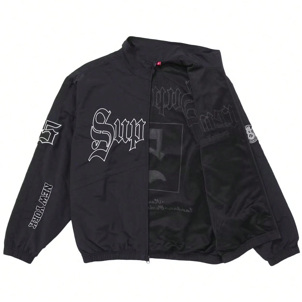Supreme Old English Track Suit| Matching Jacket And Pant Set| Gothic Font Style Streetwear Wind-Breaker And Trackpants| Wind-Proof, Water-Resistant Urban Daily Casual Layering Outerwear| Unisex Fo