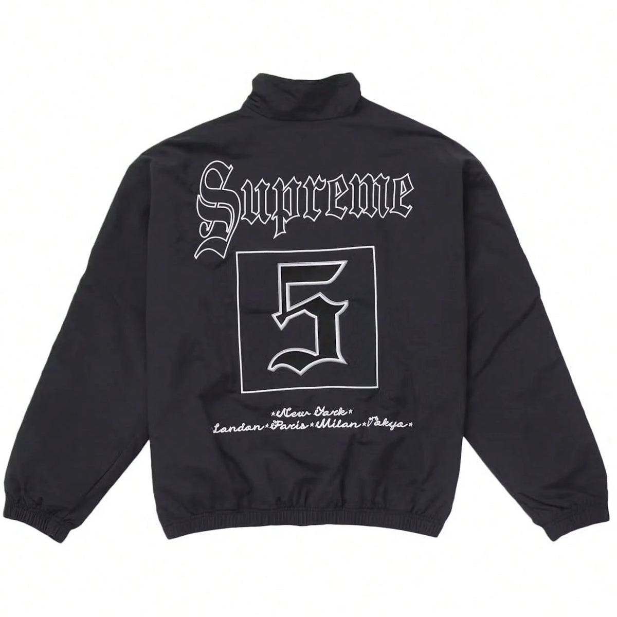 Supreme Old English Track Suit| Matching Jacket And Pant Set| Gothic Font Style Streetwear Wind-Breaker And Trackpants| Wind-Proof, Water-Resistant Urban Daily Casual Layering Outerwear| Unisex Fo