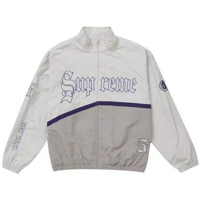 Supreme Old English Track Suit| Matching Jacket And Pant Set| Gothic Font Style Streetwear Wind-Breaker And Trackpants| Wind-Proof, Water-Resistant Urban Daily Casual Layering Outerwear| Unisex Fo