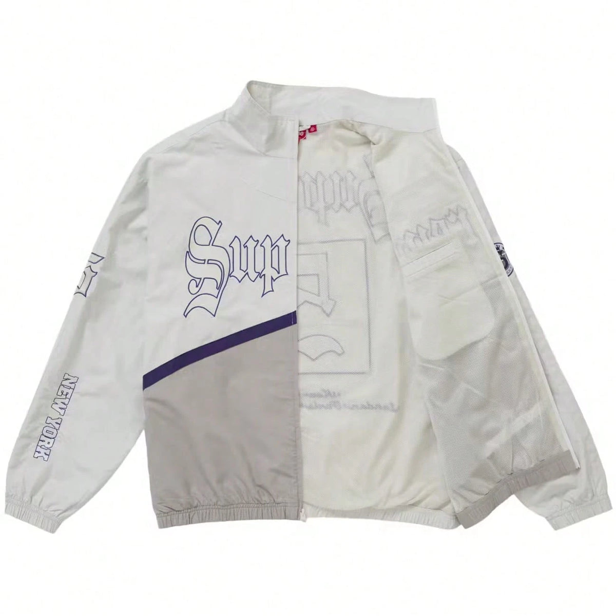 Supreme Old English Track Suit| Matching Jacket And Pant Set| Gothic Font Style Streetwear Wind-Breaker And Trackpants| Wind-Proof, Water-Resistant Urban Daily Casual Layering Outerwear| Unisex Fo