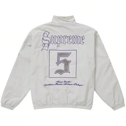 Supreme Old English Track Suit| Matching Jacket And Pant Set| Gothic Font Style Streetwear Wind-Breaker And Trackpants| Wind-Proof, Water-Resistant Urban Daily Casual Layering Outerwear| Unisex Fo