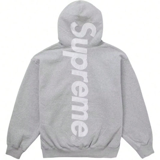 Supreme Satin Applique Hoodie FW24| Premium Heavyweight Crossgrain Fleece Hoodie, Streetwear Layering Set For Men & Women