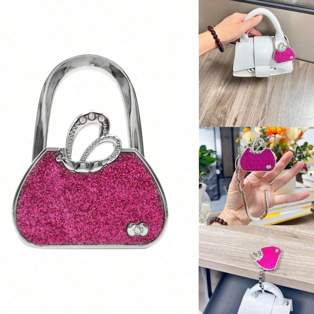 Swan Design Creative Hanging Bag Hook, Foldable Desk Metal Book Bag Hanger
