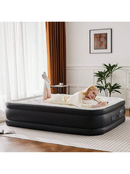 Sweetcrispy Air Mattress Inflatable Blow Up Mattress Airbed With Built-In High Capacity Pump, Double Height, Adjustable, Non-Slip Bottom Design, Portable For Home Or Camping