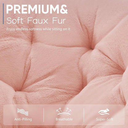 Sweetcrispy Comfy Chair For Adults, Soft Faux Fur Folding Lounge For Bedroom Living Room Dorm Rooms Flexible Reading Chair For Teens, Large Size Foldable,Square-Pink