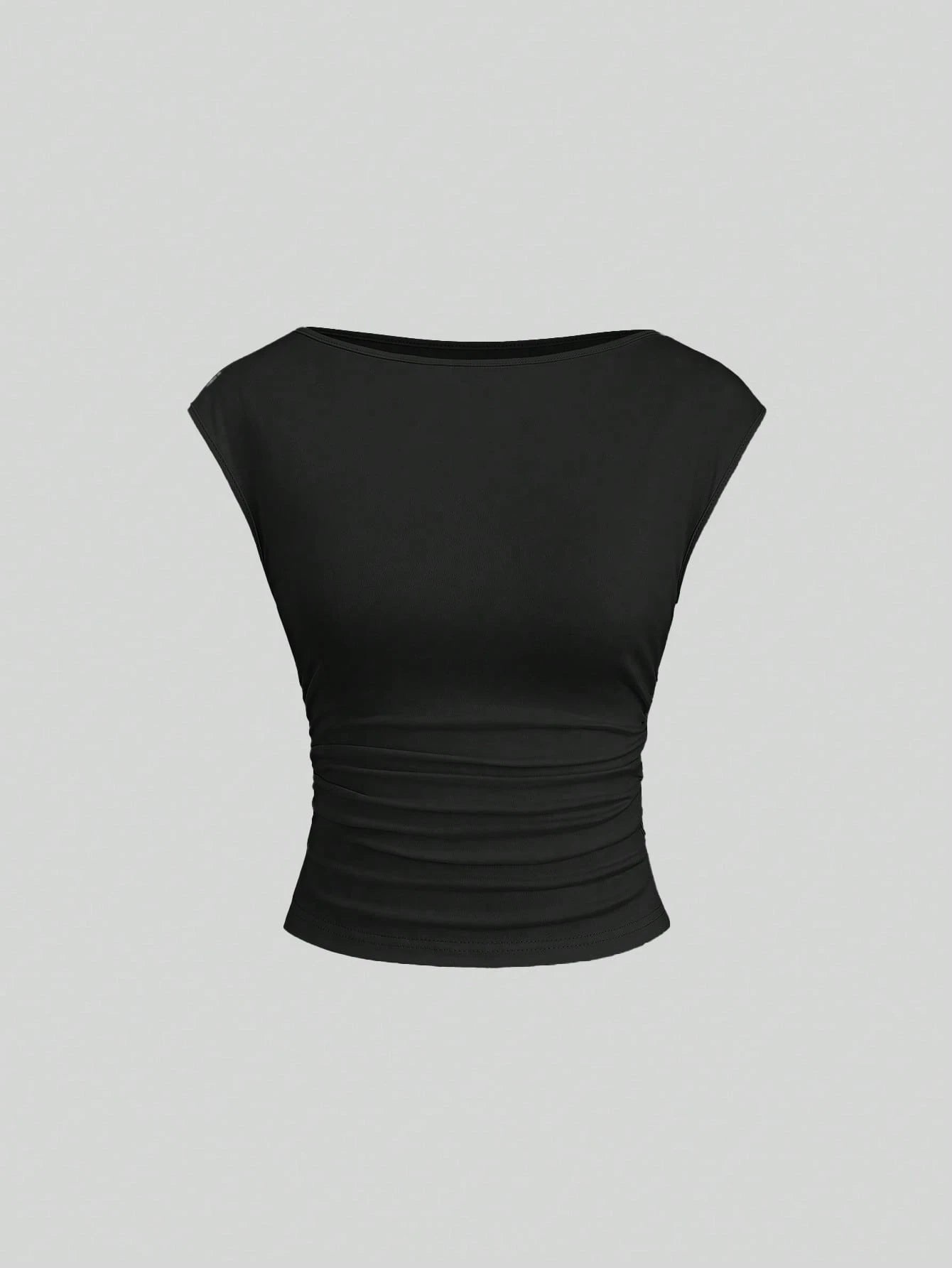 Sweetra 3pcs/Set Sexy Cut-Out Back Breathable Moisture Wicking Fitted Short Sleeve Women Top/Tee Set